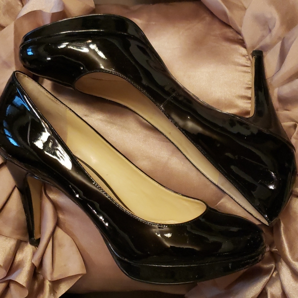 Enzo Angiolini black patent leather heels